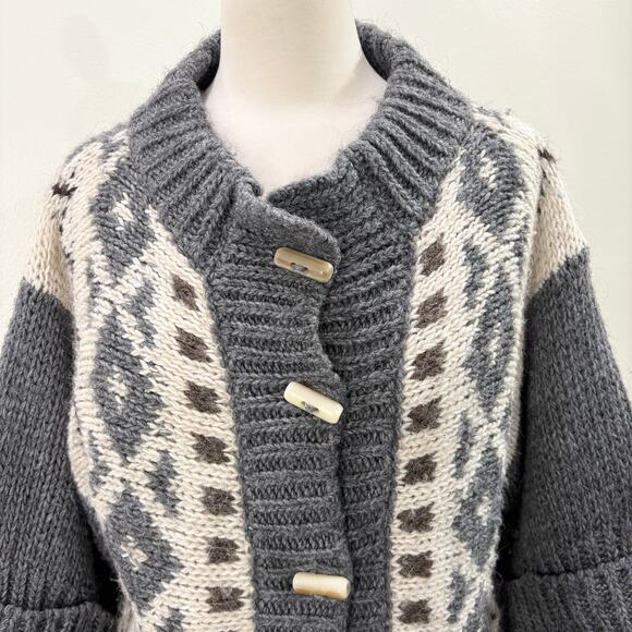 Anthropologie Elsamanda Size M Cardigan Sweater Wool Alpaca Fisherman Gorp Italy - Picture 5 of 14